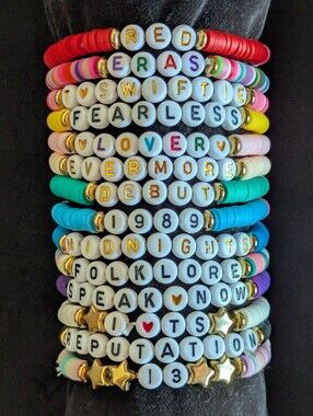 Multicolor Taylor Swift Inspired Beaded Stretch Bracelet Set Friendship Elastic